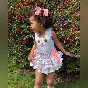 Adorable Bunny Romper with Pink Accents